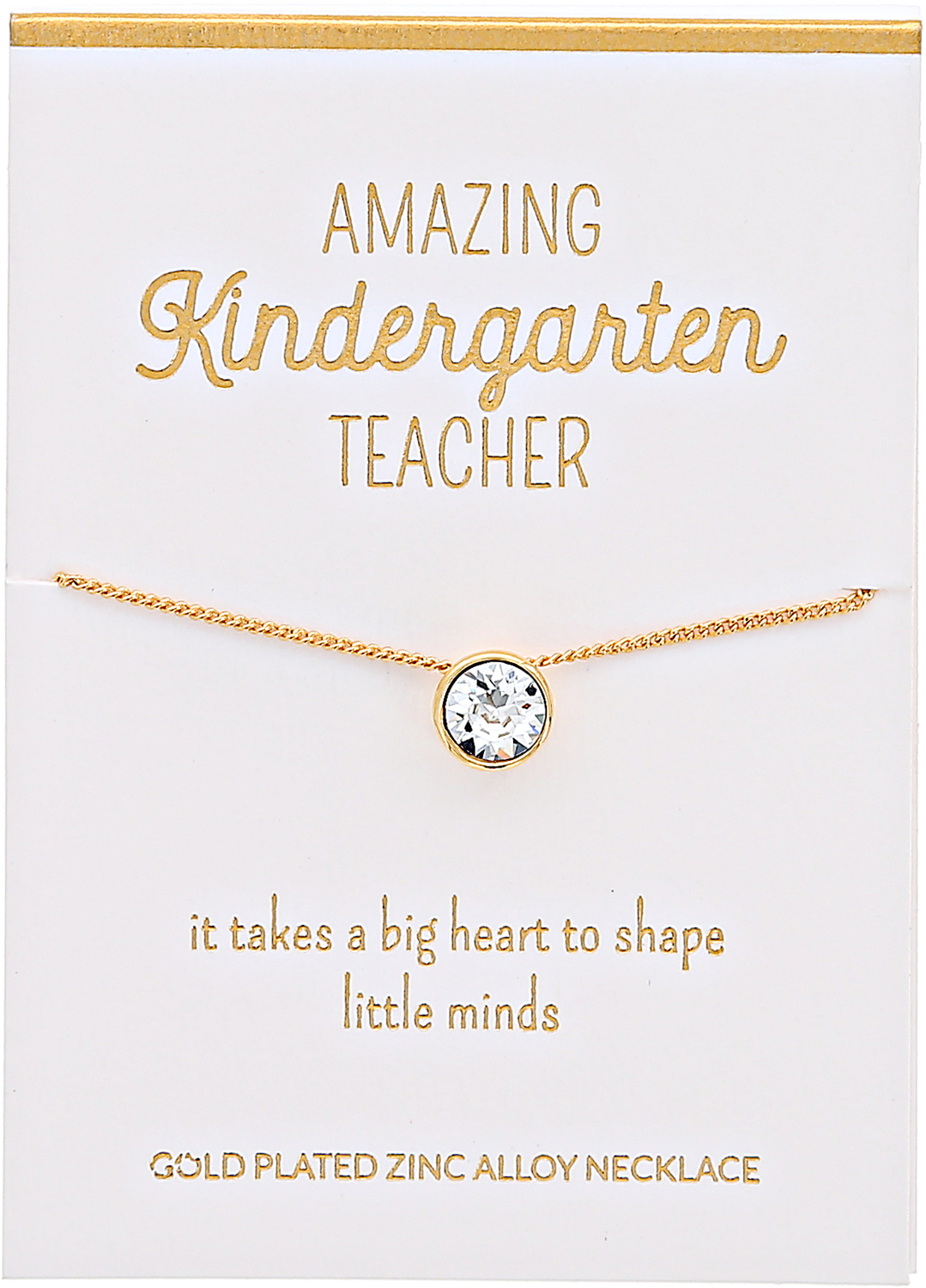 Kindergarten Crystal by Teachable Moments - Kindergarten Crystal - 16"-17.5" Gold Plated Necklace