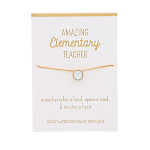 Elementary White Opal by Teachable Moments - 16"-17.5" Gold Plated Necklace