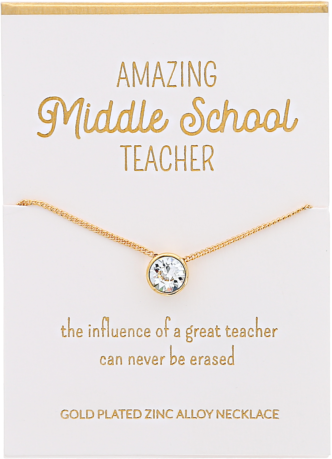 Middle School Crystal by Teachable Moments - Middle School Crystal - 16"-17.5" Gold Plated Necklace