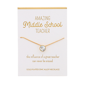 Middle School Crystal by Teachable Moments - 16"-17.5" Gold Plated Necklace