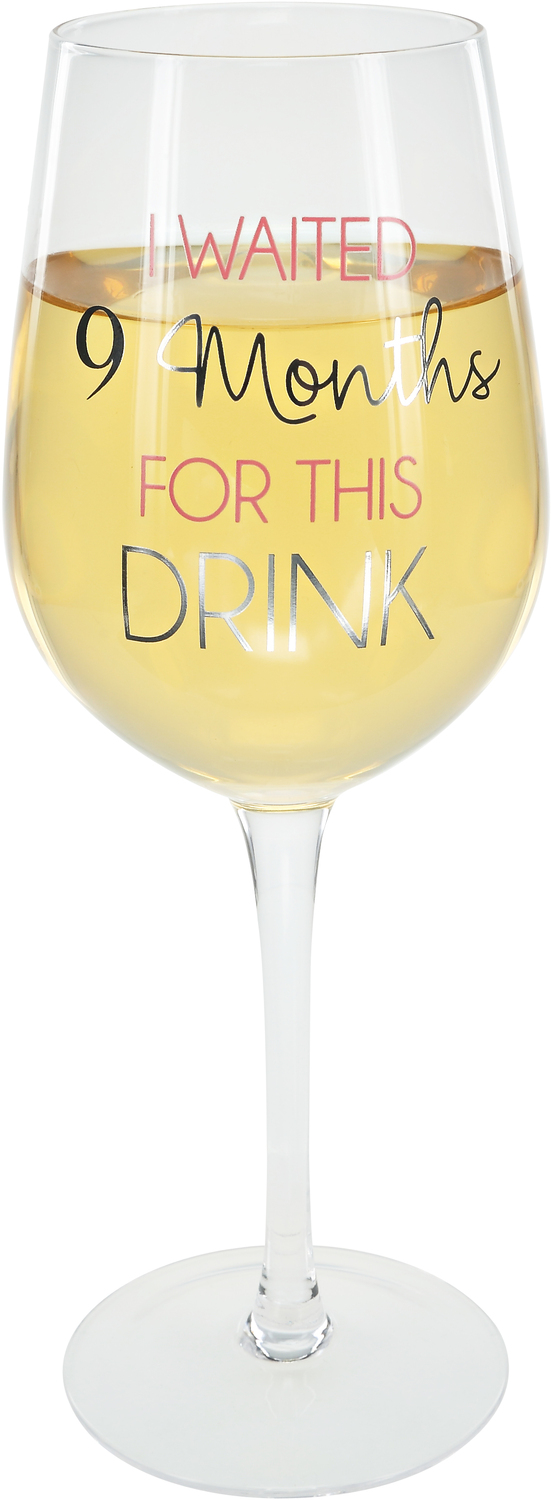 9 Months Pink by Happy Occasions - 9 Months Pink - 16 oz Crystal Wine Glass
