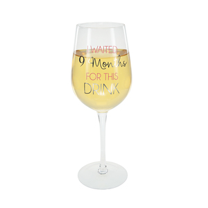9 Months Pink by Happy Occasions - 16 oz. Crystal Wine Glass