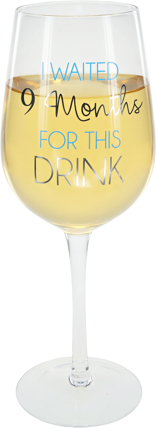 9 Months Blue by Happy Occasions - 9 Months Blue - 16 oz Crystal Wine Glass