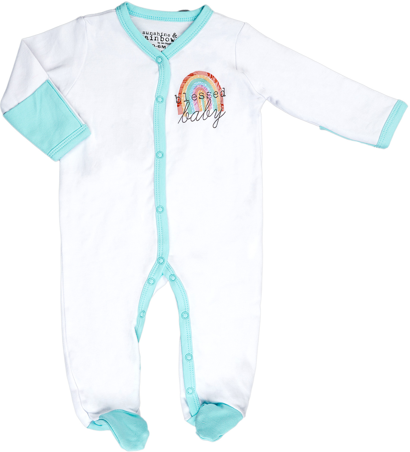 Blessed Baby by Sunshine & Rainbows - Blessed Baby - 0-6 Months
Teal Trimmed Sleeper