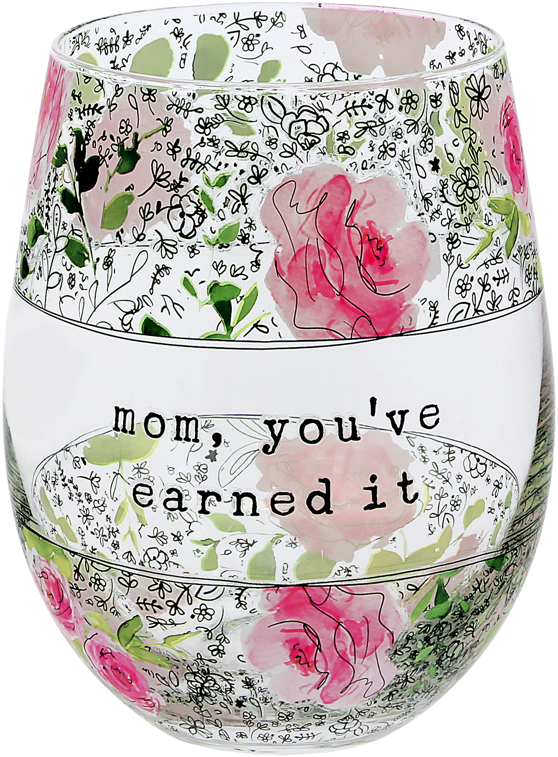 Mom by You Make Me Smile -ALW - Mom - 18 oz Stemless Wine Glass