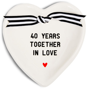 40th Anniversary by The Milestone Collection - 4.5" x 4.5" Heart-Shaped Keepsake Dish