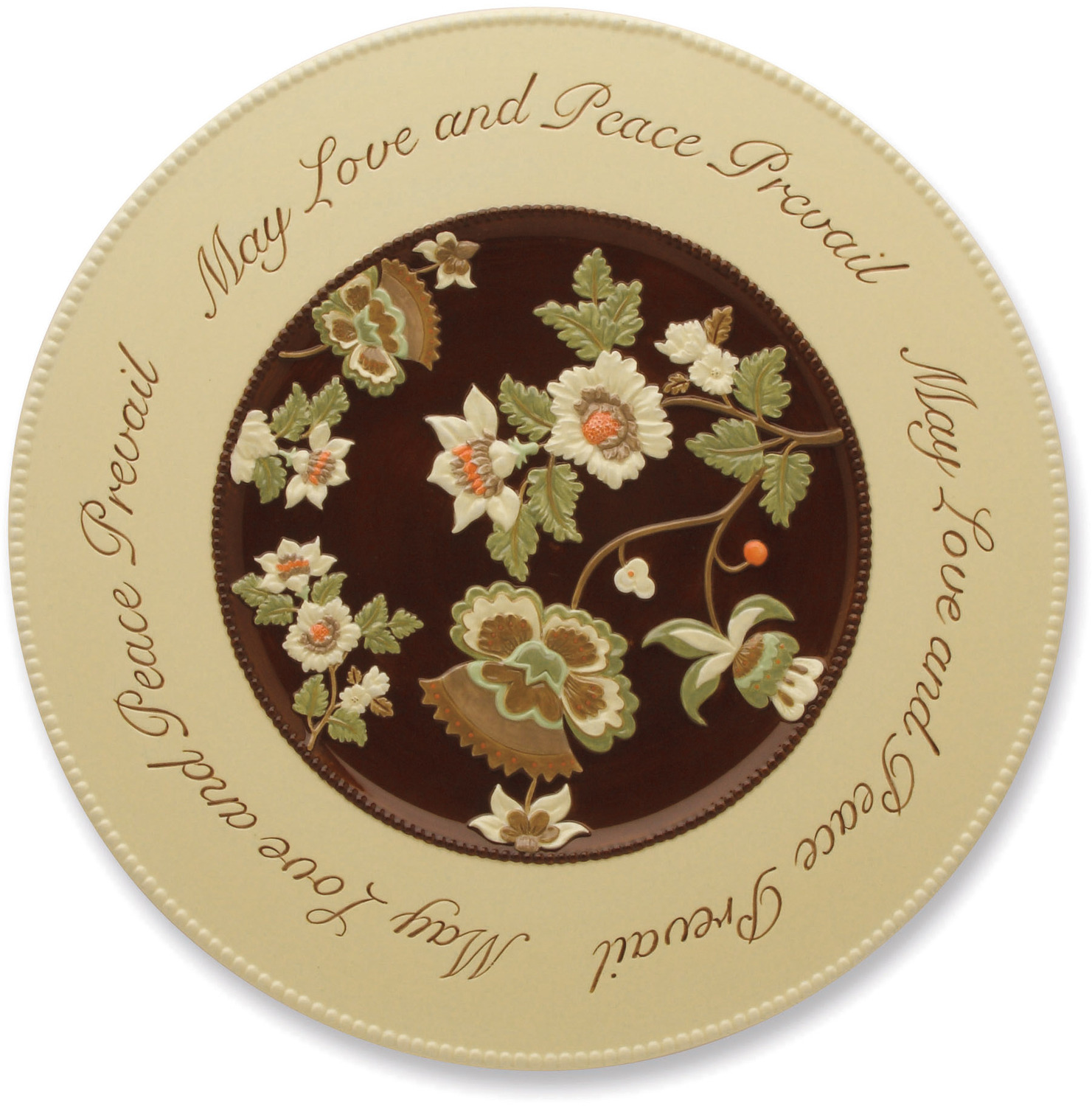 Love and Peace by Shared Blessings - Love and Peace - 15" Floral Spiritual Platter