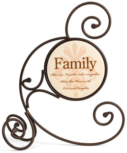 Bless Our Family by Simply Stated - 10"Cir. Metal Scroll Plaque