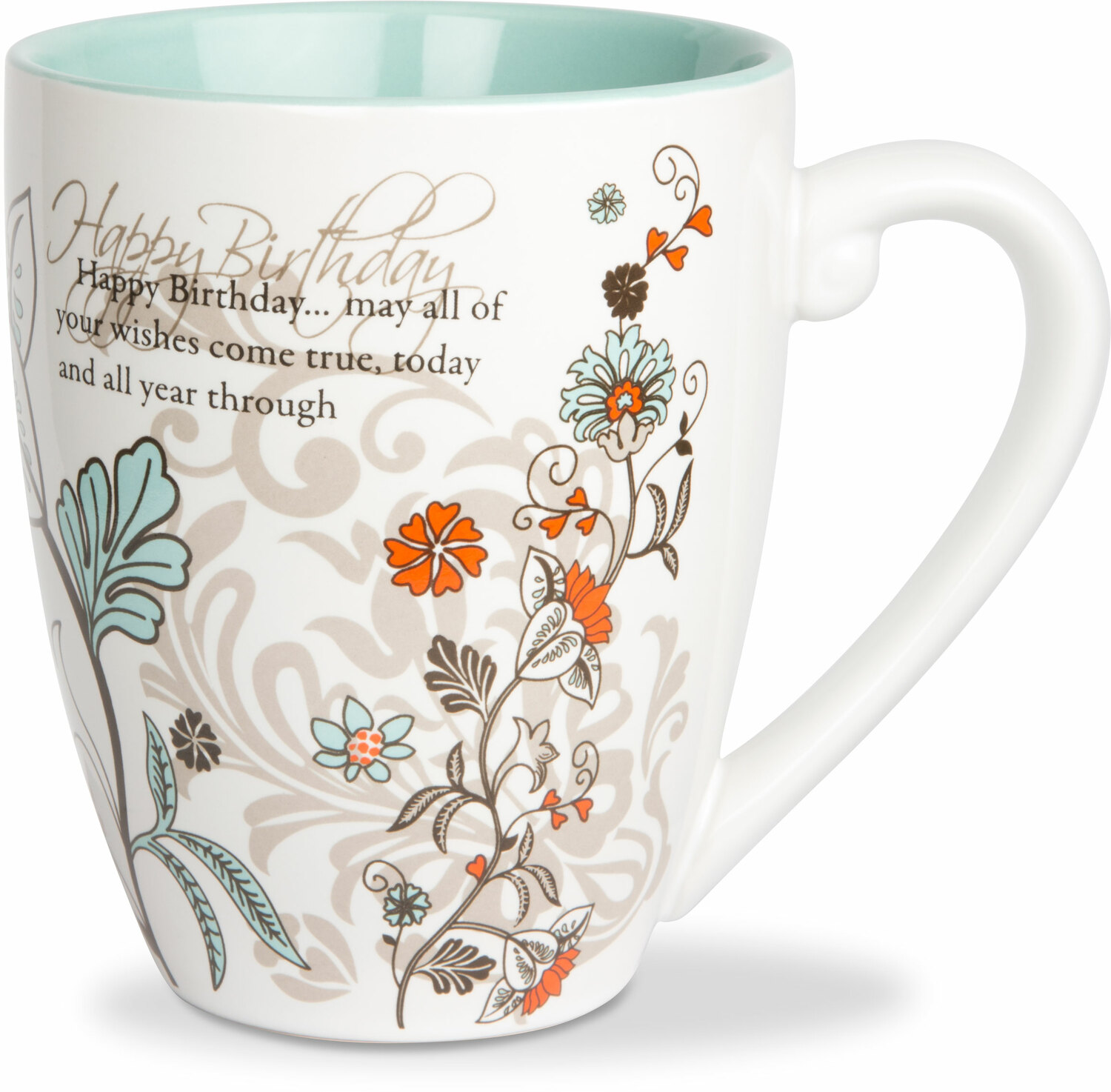 Happy Birthday by Mark My Words - Large Flower Print Birthday Coffee Mug, 20 oz