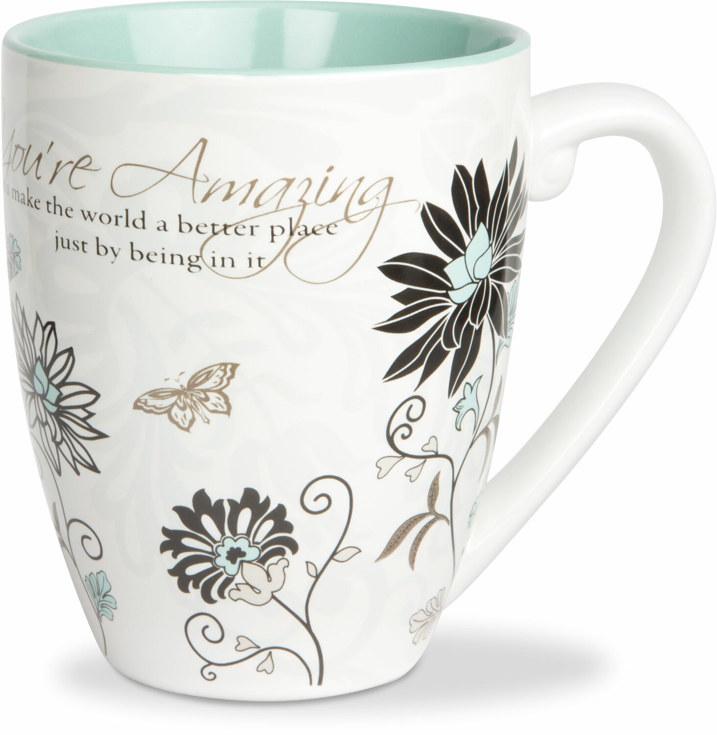 You're Amazing by Mark My Words - Large Flower Print Praise Coffee Mug, 20 oz