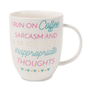 Run on Coffee  by My Kinda Girl - 24 oz Pierced Porcelain Cup