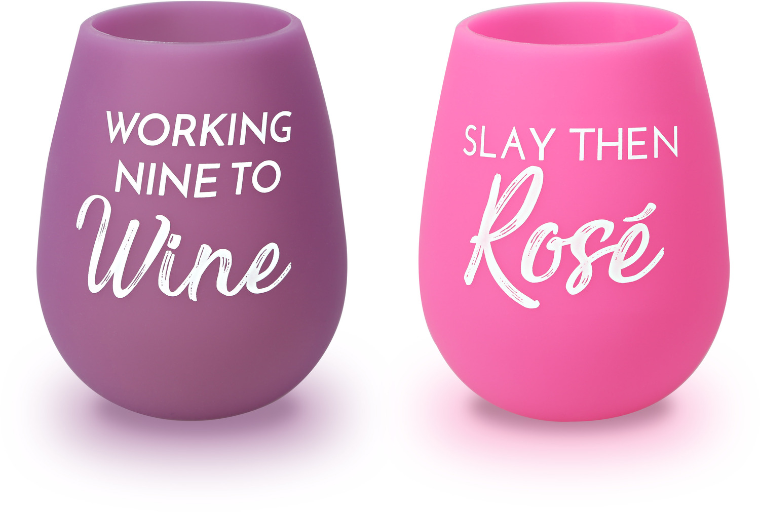 Slay then Rosé by My Kinda Girl - Slay then Rosé - 13 oz Silicone Wine Glasses
(Set of 2)