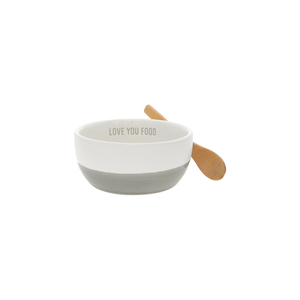 Love You Food by Love You - 4.5" Ceramic Bowl with Bamboo Spoon
