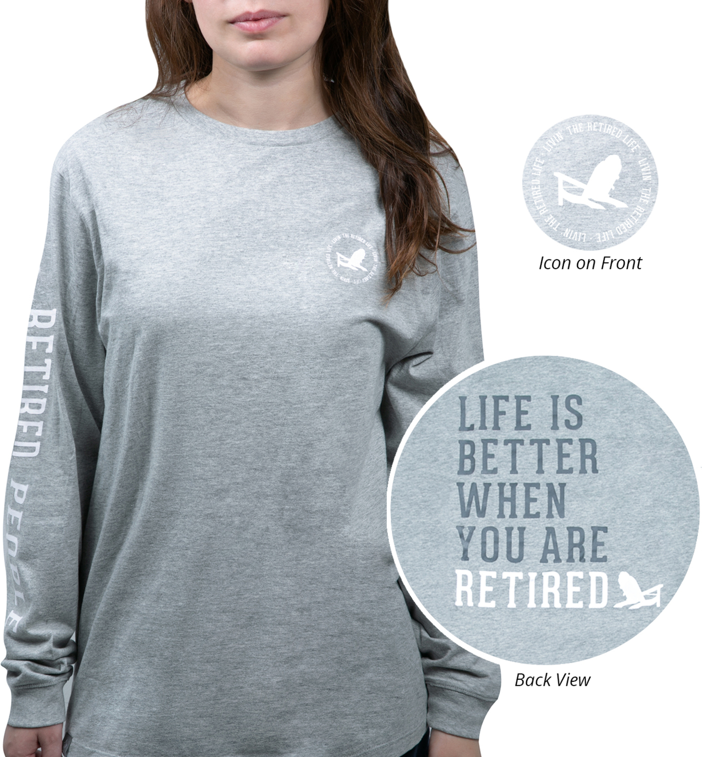 Retired People by We People - Retired People - Medium Heather Gray Unisex Long Sleeve T-Shirt