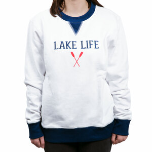 Lake Life by We People - S White Unisex Crewneck Sweatshirt