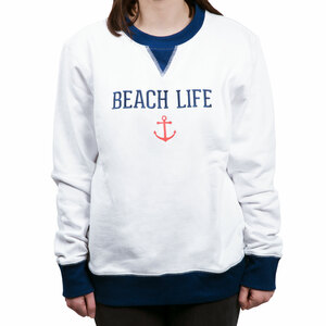 Beach Life by We People - M White Unisex Crewneck Sweatshirt