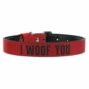 S/M Woof by We Pets -  16" PU Leather Pet Collar