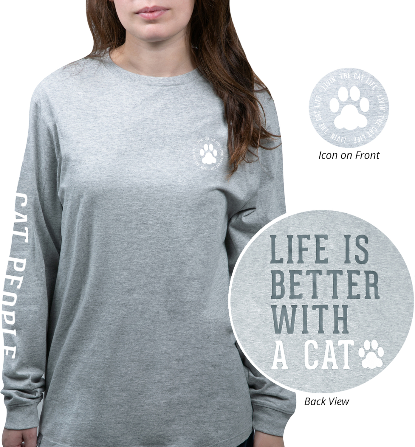 Cat People by We People - Cat People - Medium Heather Gray Unisex Long Sleeve T-Shirt