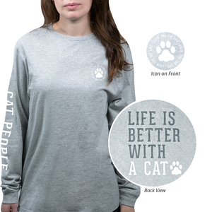 Cat People by We People - Medium Heather Gray Unisex Long Sleeve T-Shirt