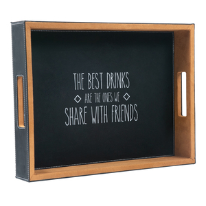 Best Drinks by Man Crafted - 16" x 12" PU Leather Tray