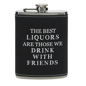 Best Liquors by Man Crafted - PU Leather & Stainless Steel 8 oz Flask