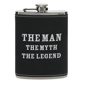 The Legend by Man Crafted - PU Leather & Stainless Steel 8 oz Flask