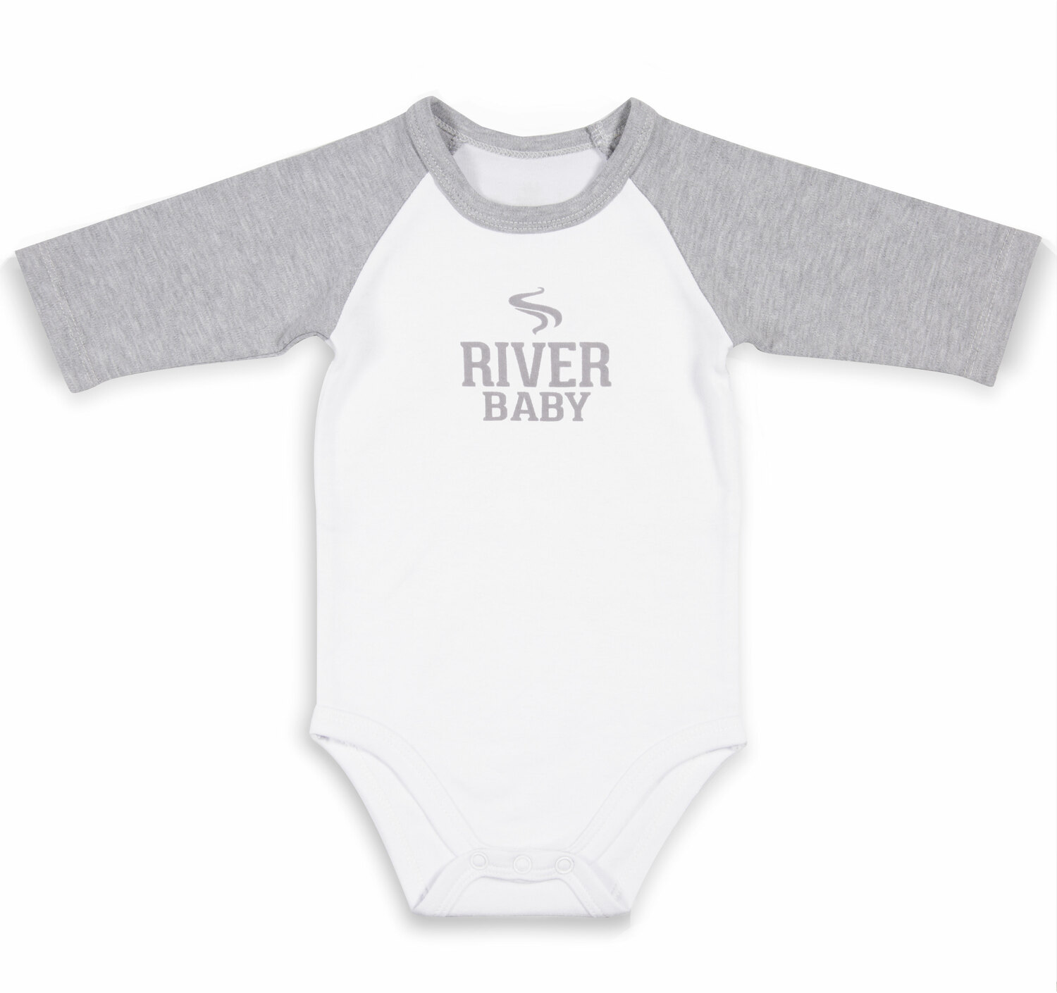 River Baby by We Baby - River Baby - 6-12 Months 3/4 Length Heather Gray Sleeve Onesie