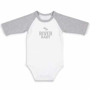 River Baby by We Baby - 6-12 Months 3/4 Length Heather Gray Sleeve Onesie