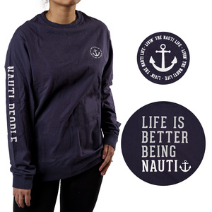 Nauti People by We People - Medium Navy Unisex Long Sleeve T-Shirt