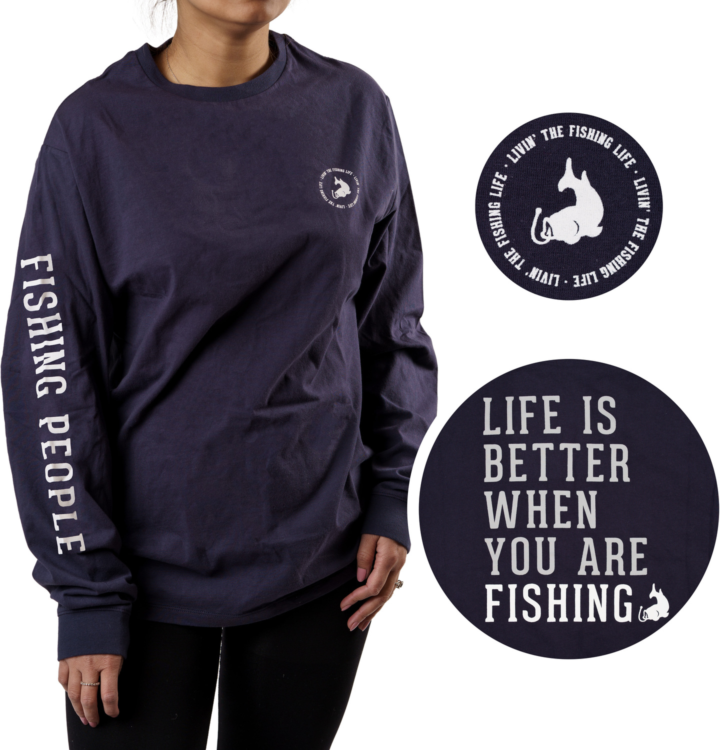 Fishing People by We People - Fishing People - Medium Navy Unisex Long Sleeve T-Shirt