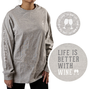 Wine People by We People - Small Heather Gray Unisex Long Sleeve T-Shirt
