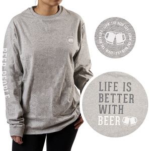 Beer People by We People - Small Heather Gray Unisex Long Sleeve T-Shirt