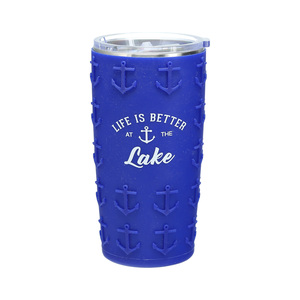 At The Lake by We People - 20 oz Travel Tumbler with 3D Silicone Wrap