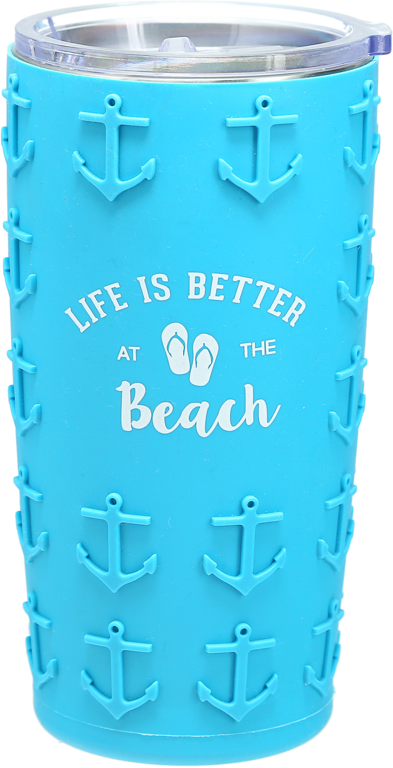 At The Beach by We People - At The Beach - 20 oz Travel Tumbler with 3D Silicone Wrap