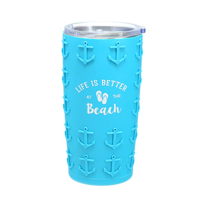 At The Beach by We People - 20 oz Travel Tumbler with 3D Silicone Wrap