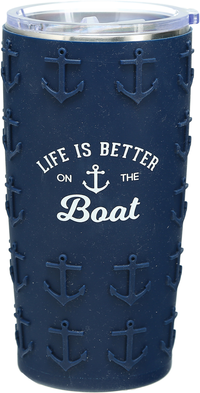 On The Boat by We People - On The Boat - 20 oz Travel Tumbler with 3D Silicone Wrap