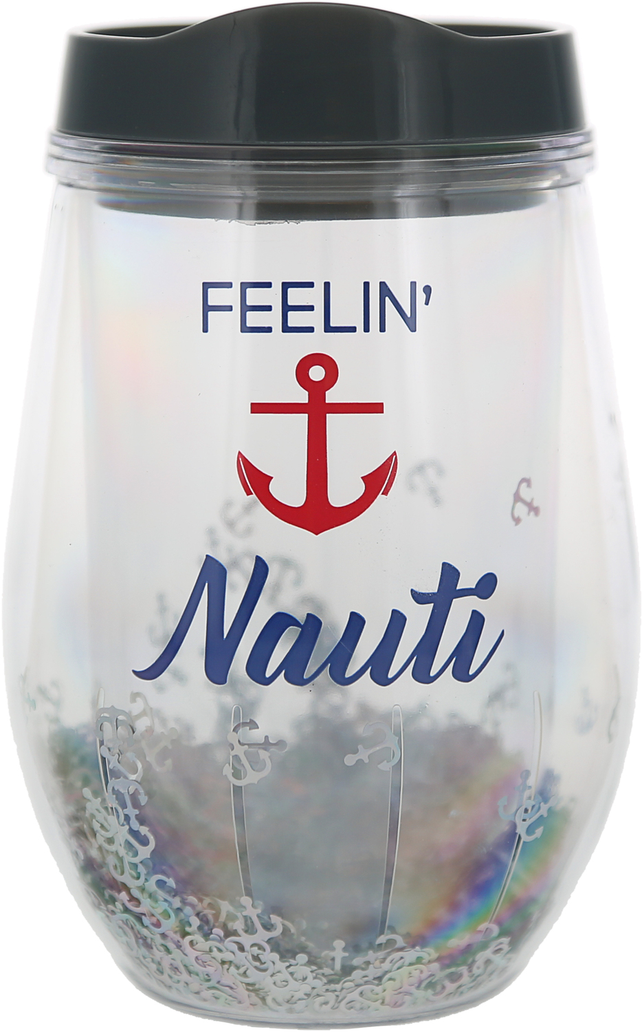 Feelin' Nauti by We People - Feelin' Nauti - 12 oz Acrylic Stemless Wine Glass with Lid