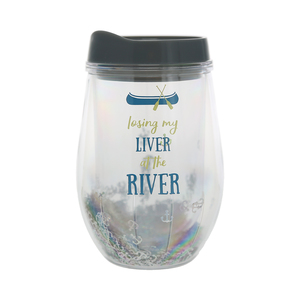 At the River by We People - 12 oz Acrylic Stemless Wine Glass with Lid