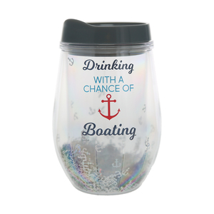 Boating by We People - 12 oz Acrylic Stemless Wine Glass with Lid