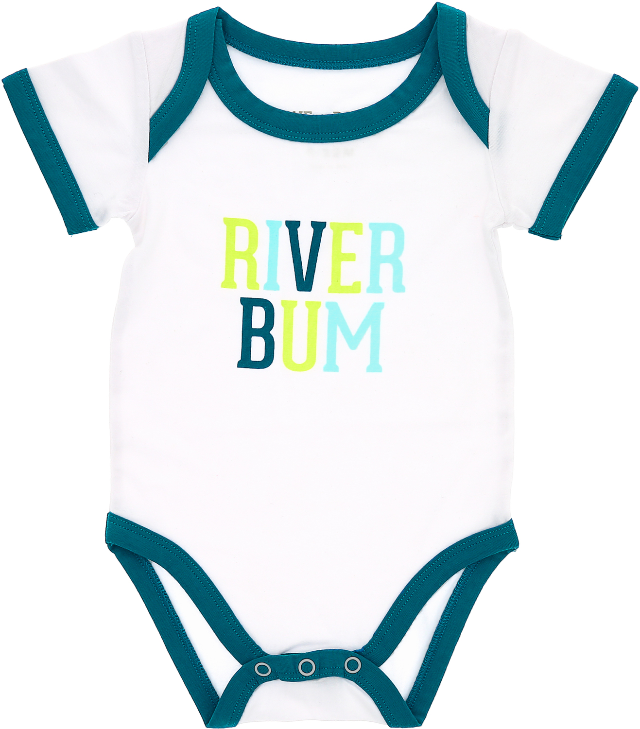 River Bum by We Baby - River Bum - 6-12 Month Dark Teal Trimmed Bodysuit