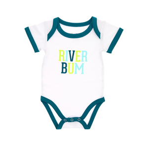 River Bum by We Baby - 6-12 Month Dark Teal Trimmed Bodysuit
