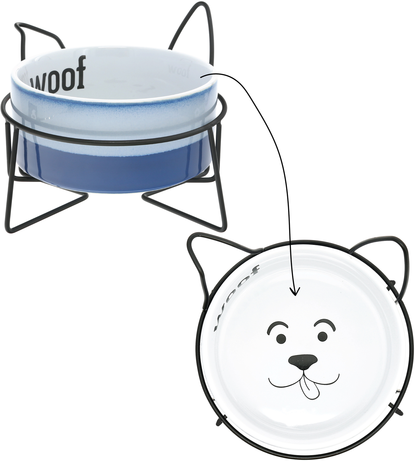 Woof by We Pets - Woof - 27 oz Ceramic Pet Bowl with Metal Stand