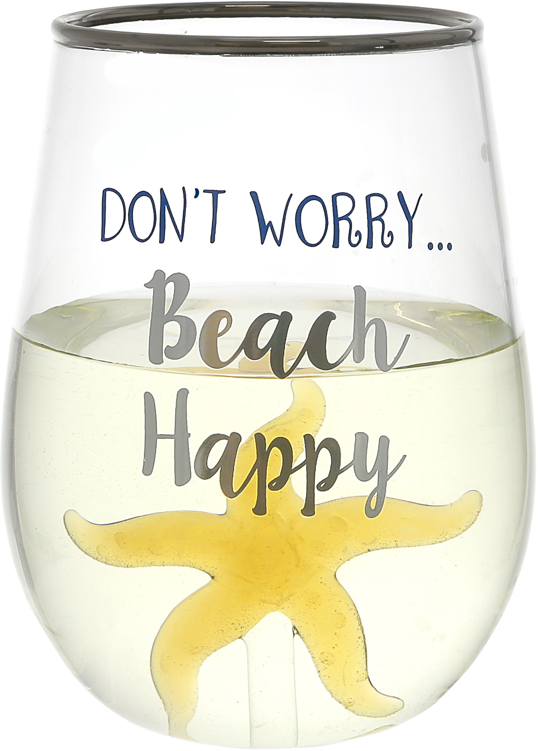Beach Happy - Starfish by We People - Beach Happy - Starfish - 19 oz. Stemless Wine Glass with 3-D Figurine