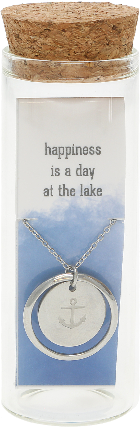 Lake by We People - Lake - 16.5" - 18.5" Stainless Steel Engraved Necklace in a Bottle
