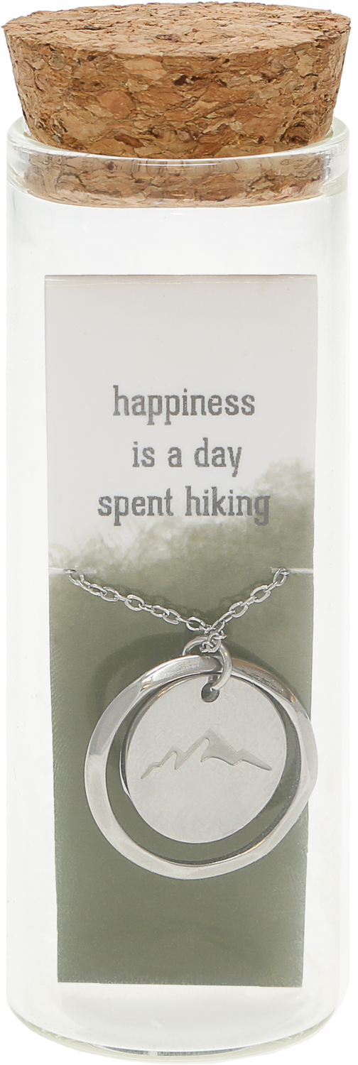 Hiking by We People - Hiking - 16.5" - 18.5" Stainless Steel Engraved Necklace in a Bottle