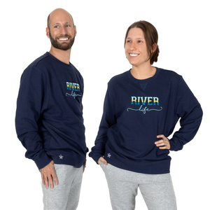 River Life by We People - S/M Navy Cotton Blend French Terry Sweatshirt