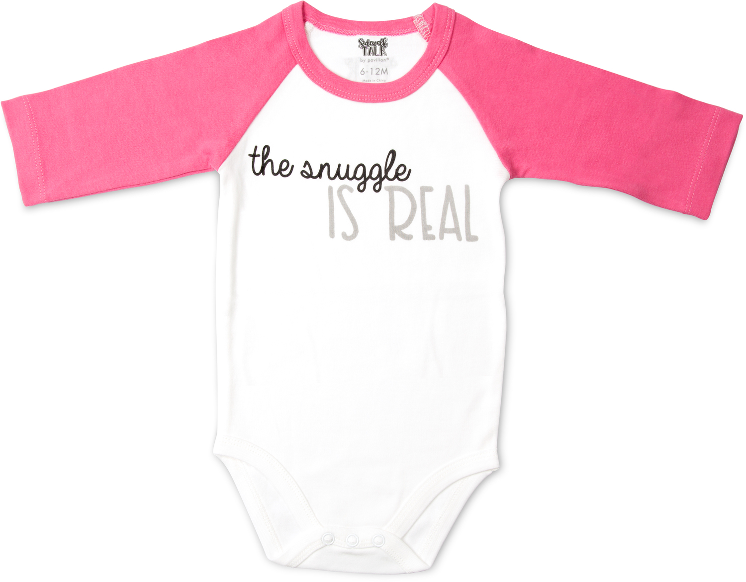 Snuggle by Sidewalk Talk - Snuggle - 6-12 Months 3/4 Length Pink Sleeve Onesie