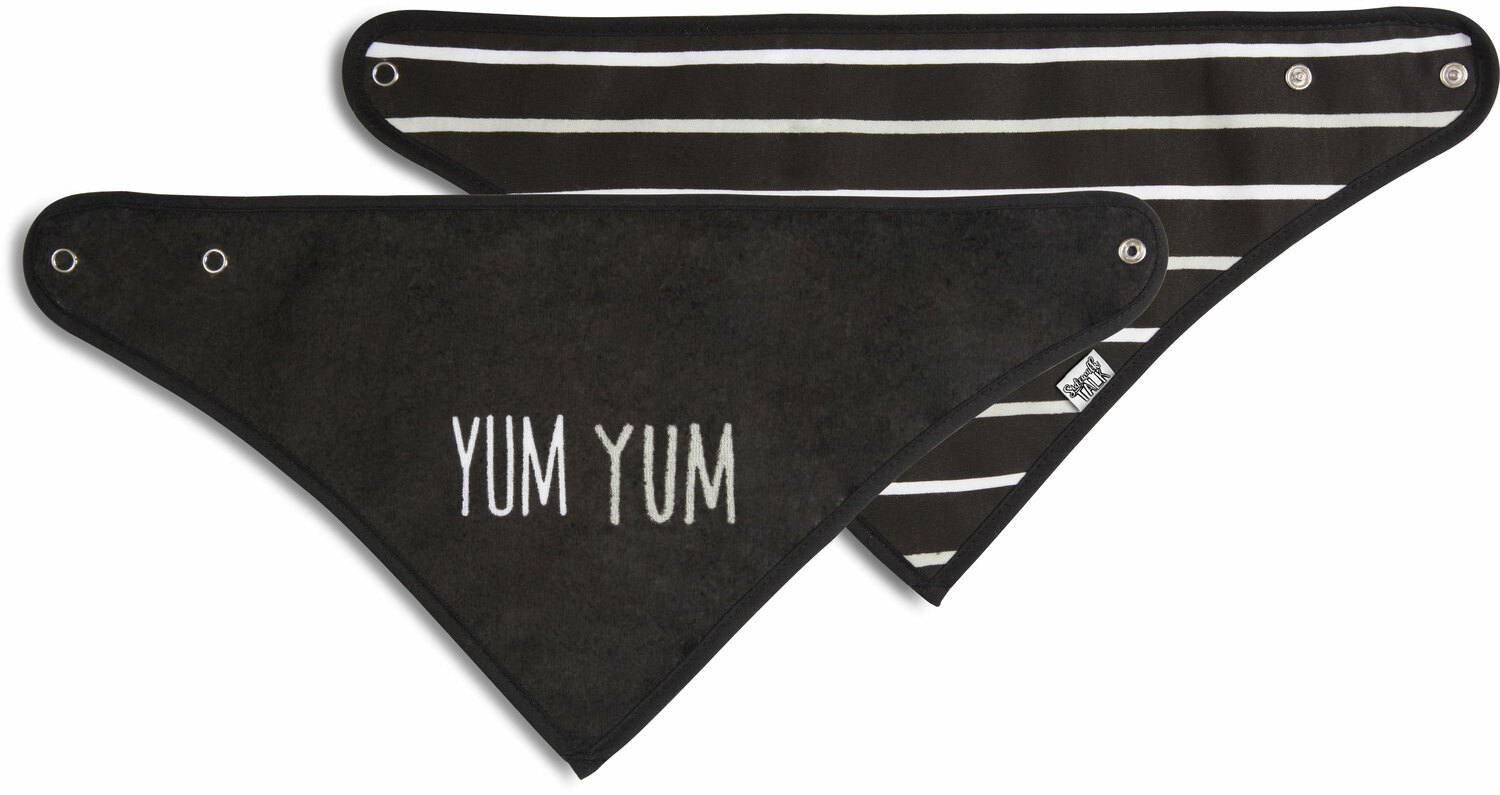 Black Yum Yum by Sidewalk Talk - Black Yum Yum - Reversible Handkerchief bib