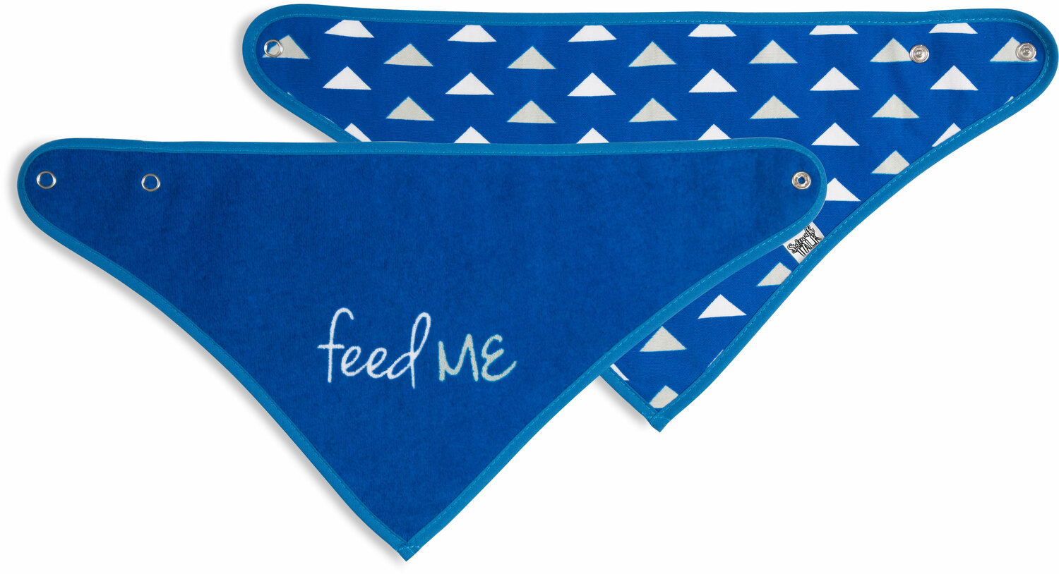 Navy Feed Me by Sidewalk Talk - Navy Feed Me - Reversible Handkerchief bib