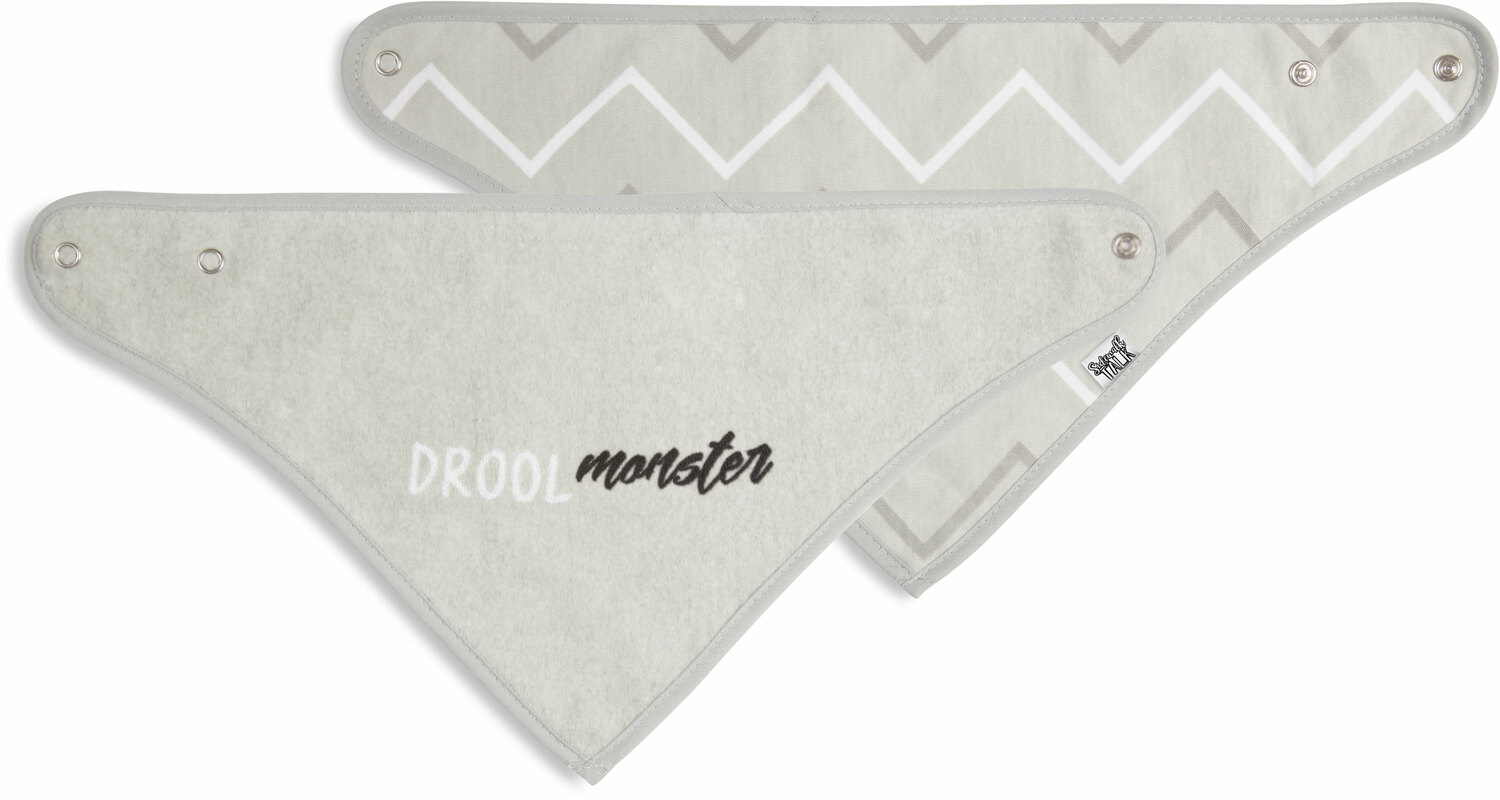 Gray Drool Monster by Sidewalk Talk - Gray Drool Monster - Reversible Handkerchief bib